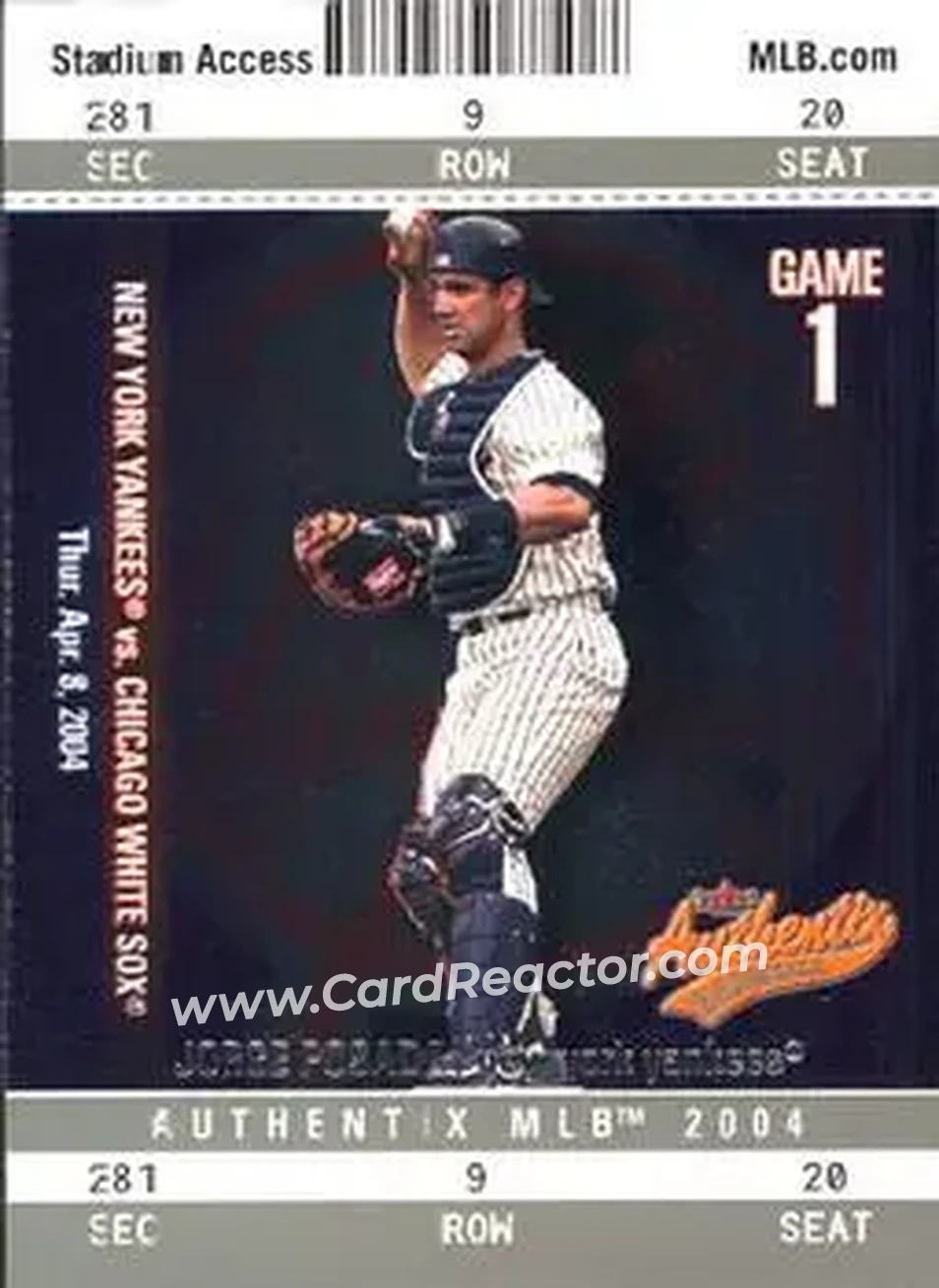 2004 Fleer Authentix #28 - Jorge Posada - New York Yankees - Front