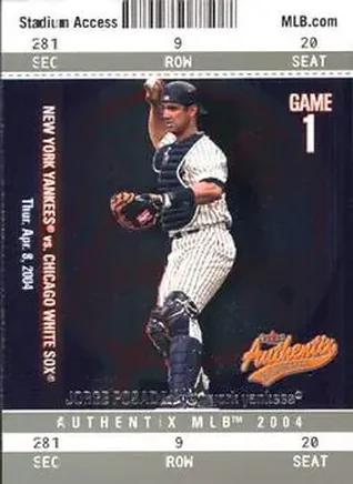 2004 Fleer Authentix #28 - Jorge Posada - New York Yankees