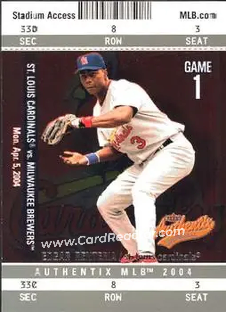 2004 Fleer Authentix #33 - Edgar Renteria - St. Louis Cardinals - Front
