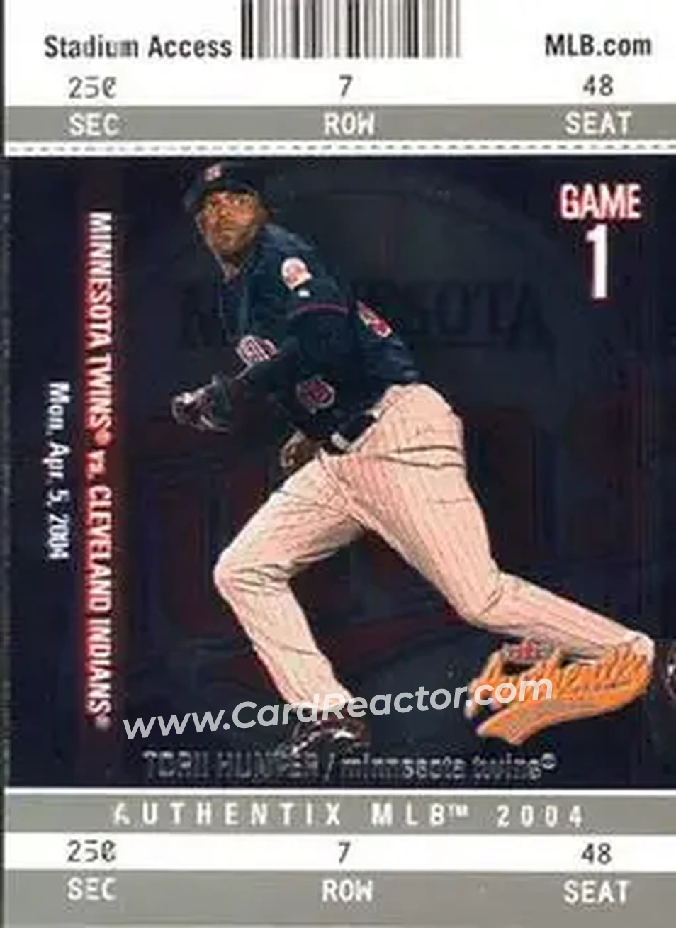 2004 Fleer Authentix #34 - Torii Hunter - Minnesota Twins - Front