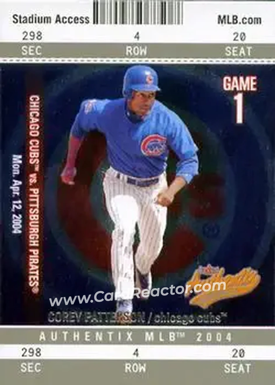 2004 Fleer Authentix #35 - Corey Patterson - Chicago Cubs - Front