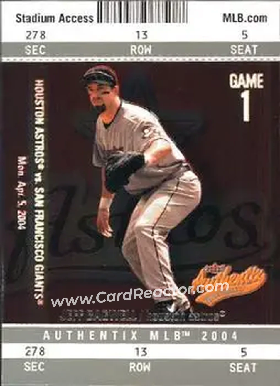 2004 Fleer Authentix #37 - Jeff Bagwell - Houston Astros - Front 2004 Fleer Authentix #37 - Jeff Bagwell - Houston Astros - Front