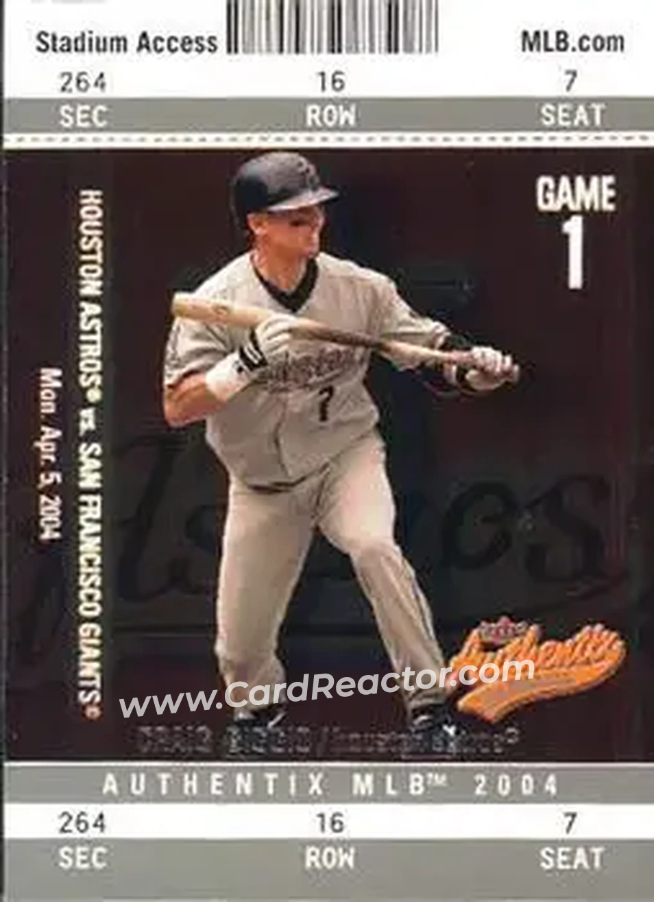 2004 Fleer Authentix #40 - Craig Biggio - Houston Astros - Front