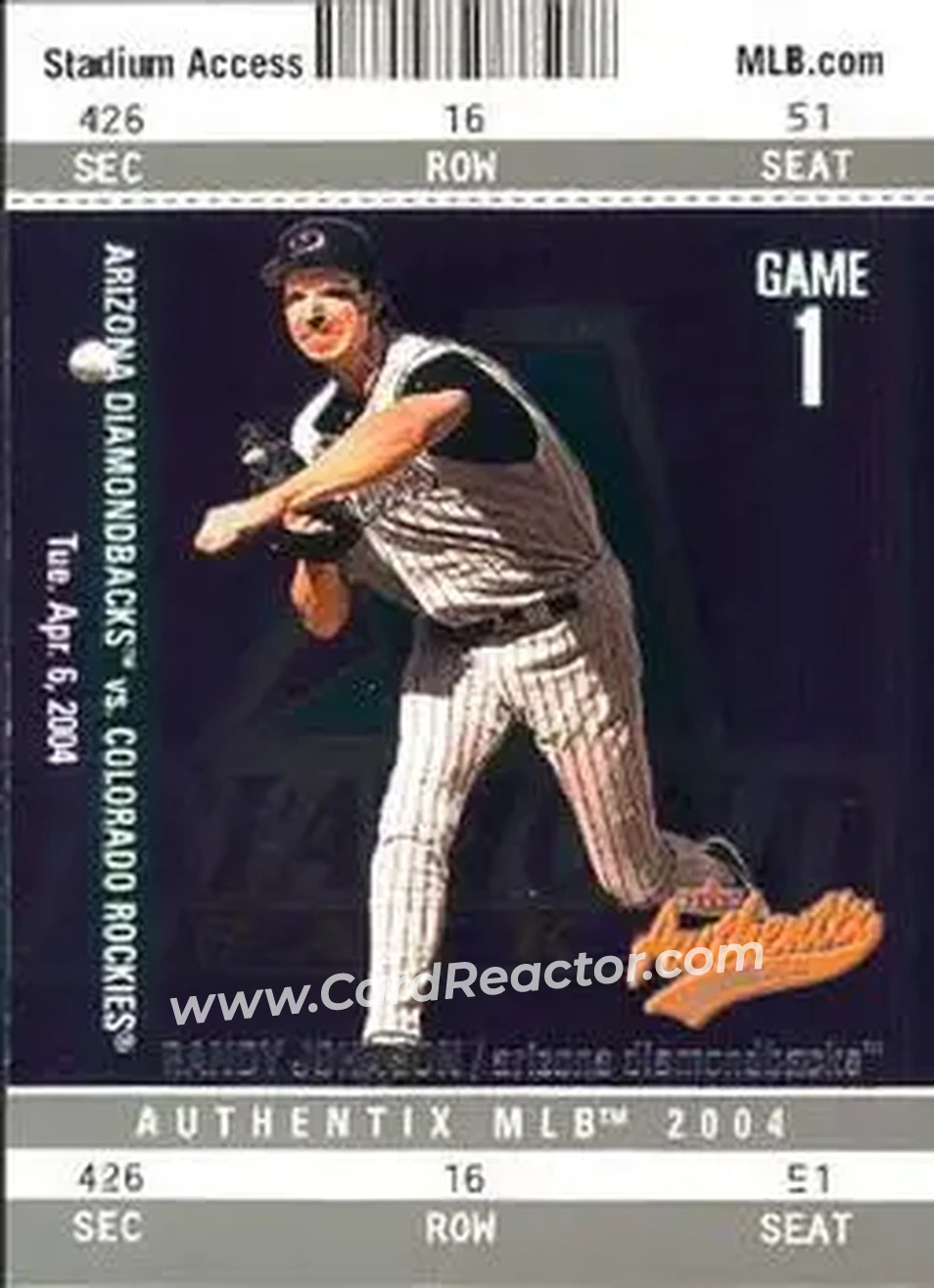 2004 Fleer Authentix #41 - Randy Johnson - Arizona Diamondbacks - Front