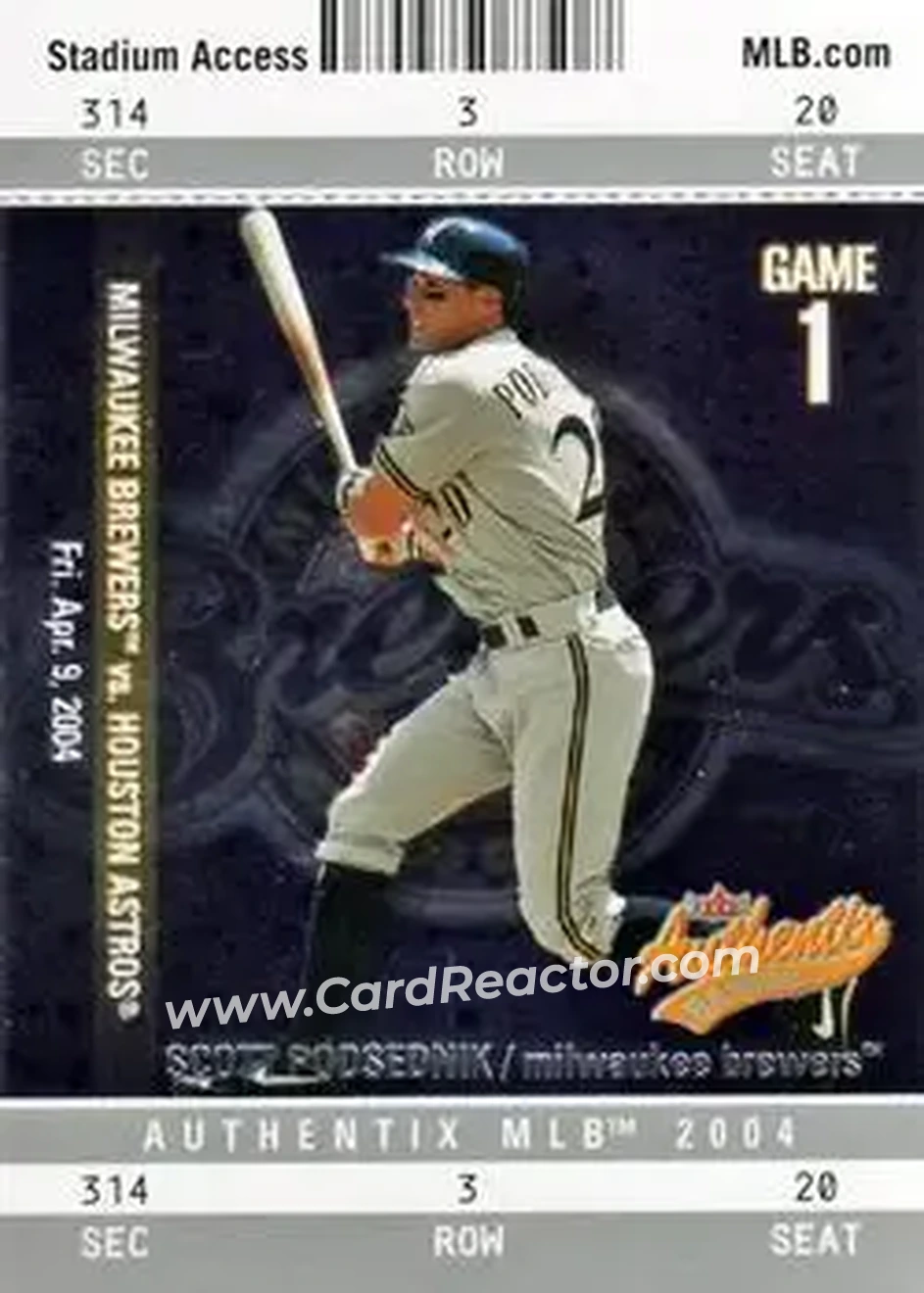 2004 Fleer Authentix #45 - Scott Podsednik - Milwaukee Brewers - Front 2004 Fleer Authentix #45 - Scott Podsednik - Milwaukee Brewers - Front