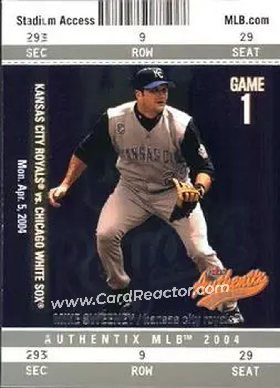 2004 Fleer Authentix #48 - Mike Sweeney - Kansas City Royals - Front