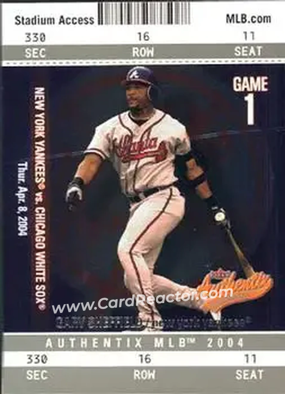 2004 Fleer Authentix #49 - Gary Sheffield - New York Yankees - Front