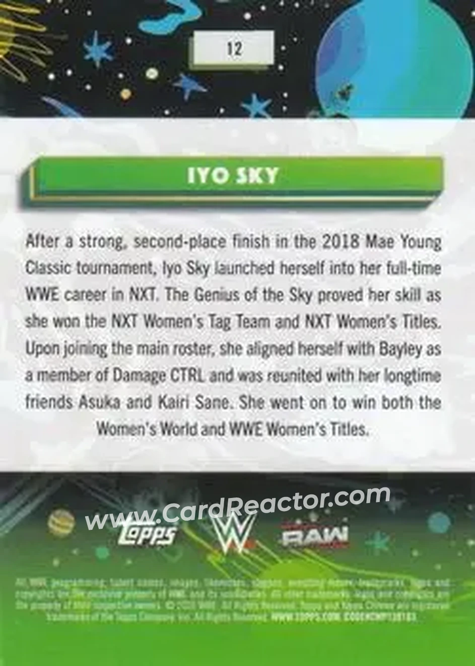 2026 Topps Chrome Cosmic WWE #12 - Iyo Sky - Back