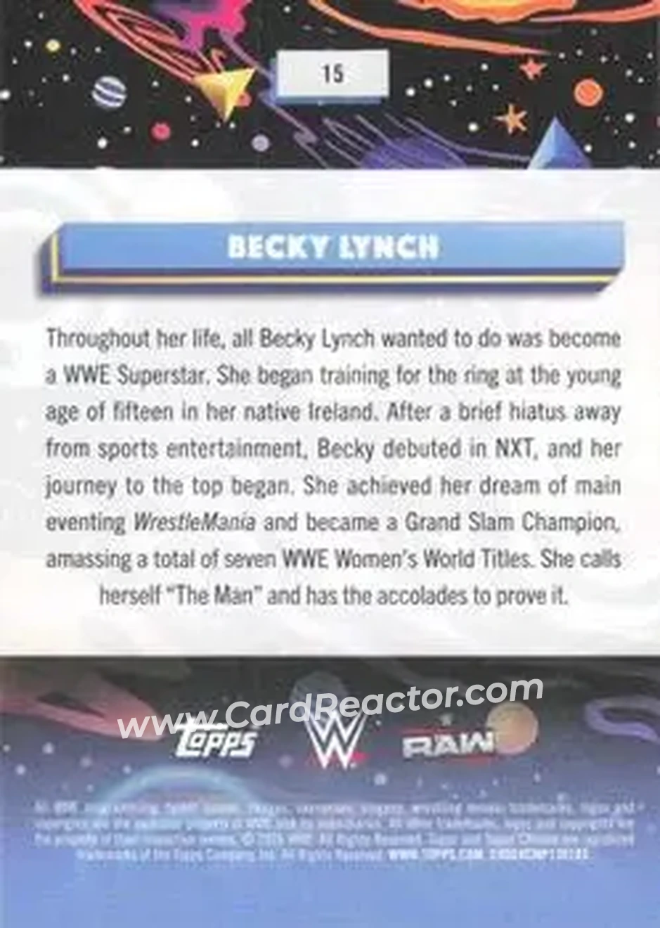 2026 Topps Chrome Cosmic WWE #15 - Becky Lynch - Back 2026 Topps Chrome Cosmic WWE #15 - Becky Lynch - Back