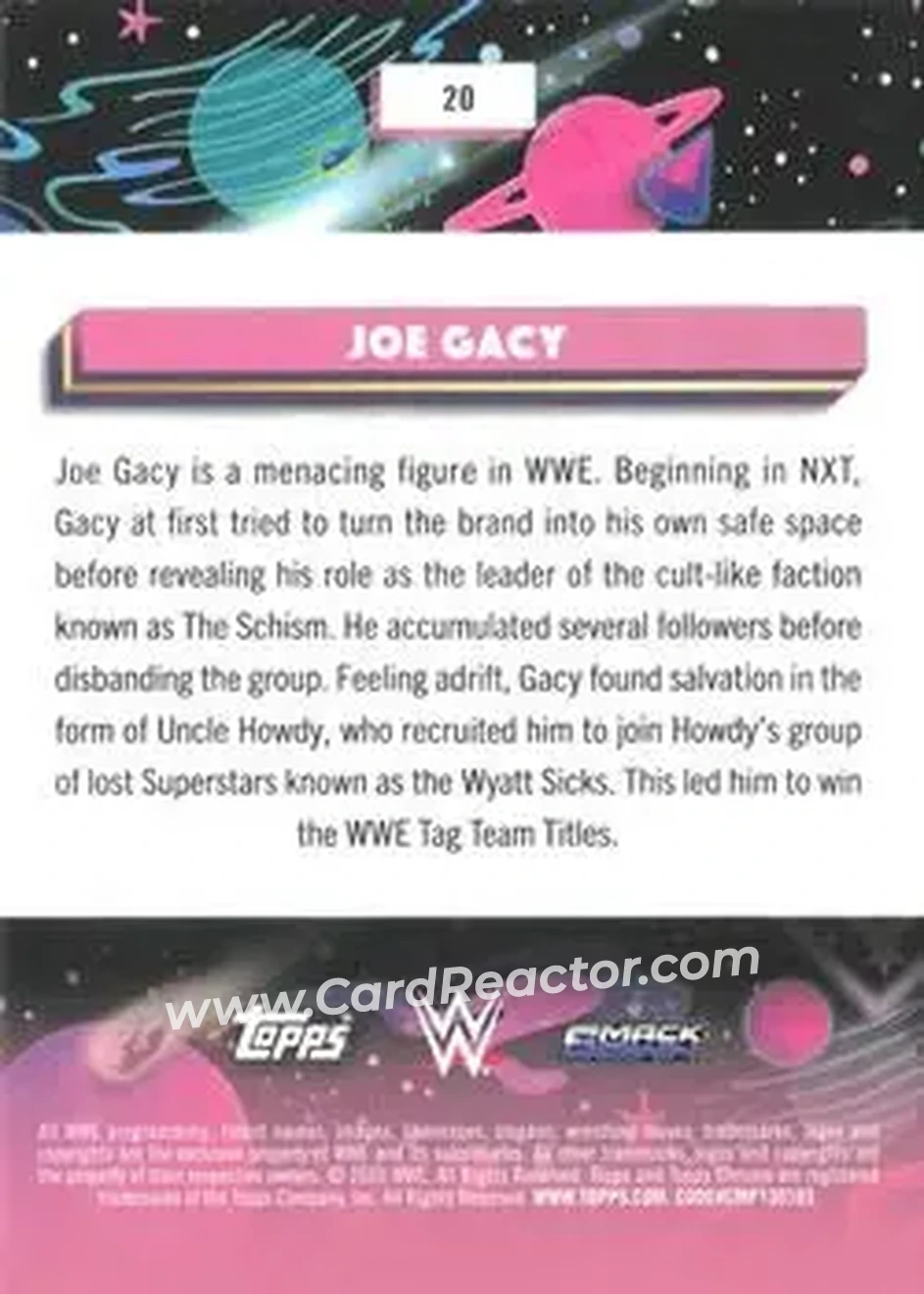 2026 Topps Chrome Cosmic WWE #20 - Joe Gacy - Back