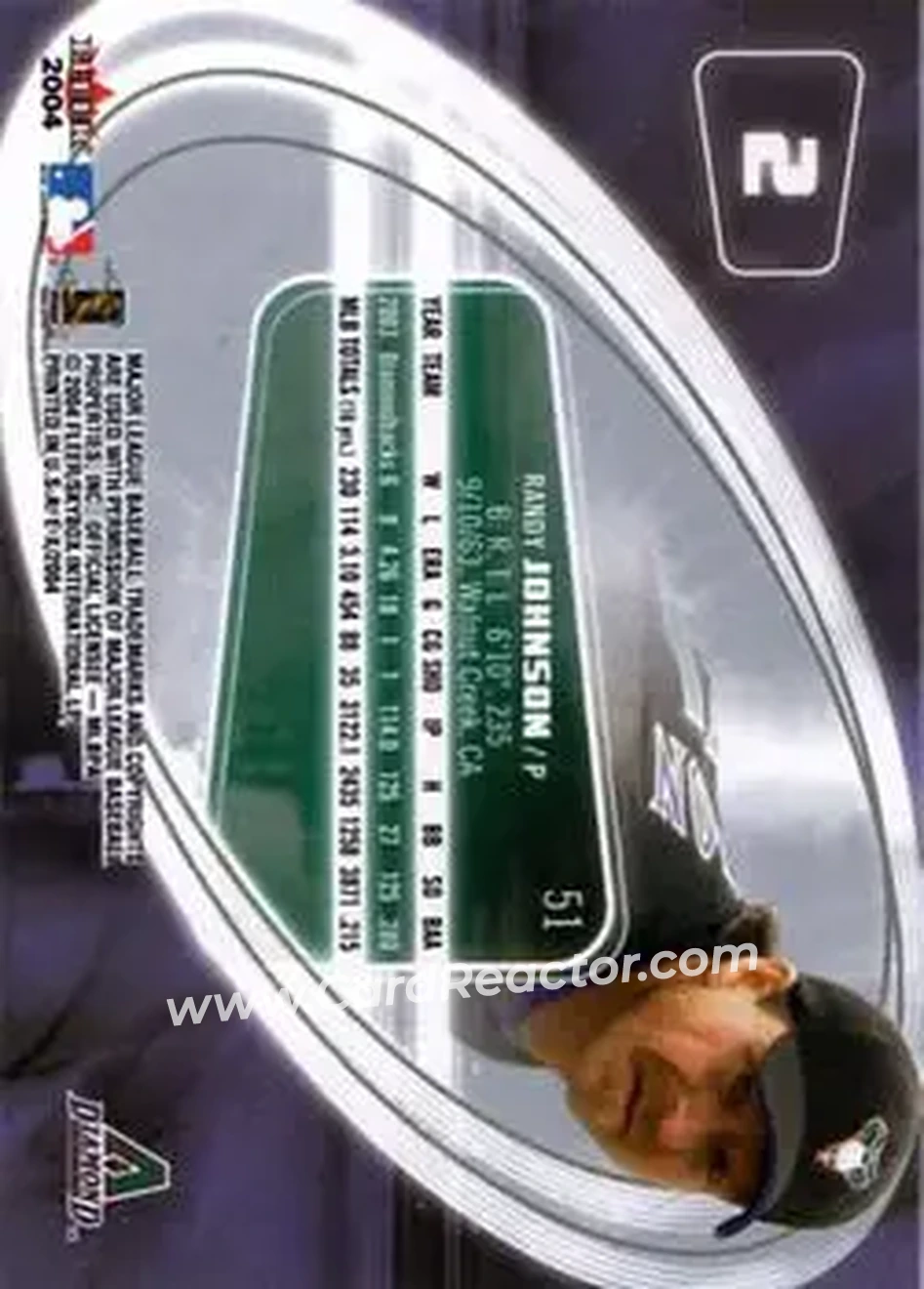 2004 Fleer E-X #2 - Randy Johnson - Arizona Diamondbacks - Back