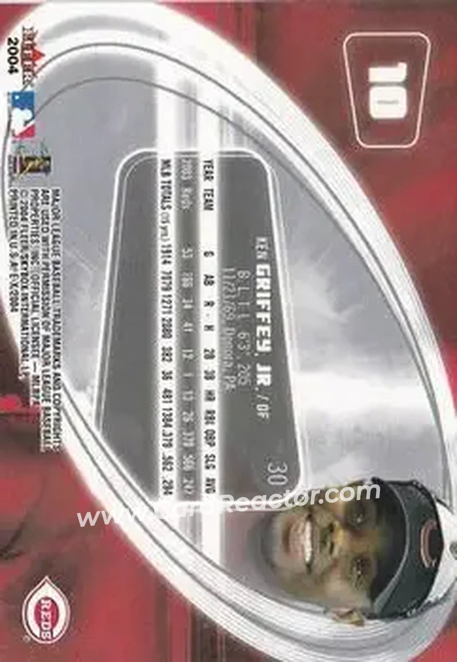 2004 Fleer E-X #10 - Ken Griffey Jr. - Cincinnati Reds - Back