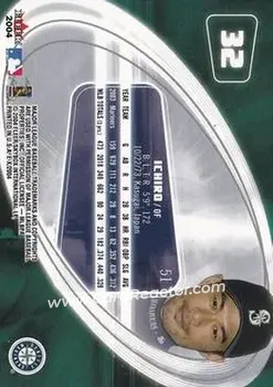 2004 Fleer E-X #32 - Ichiro - Seattle Mariners - Back