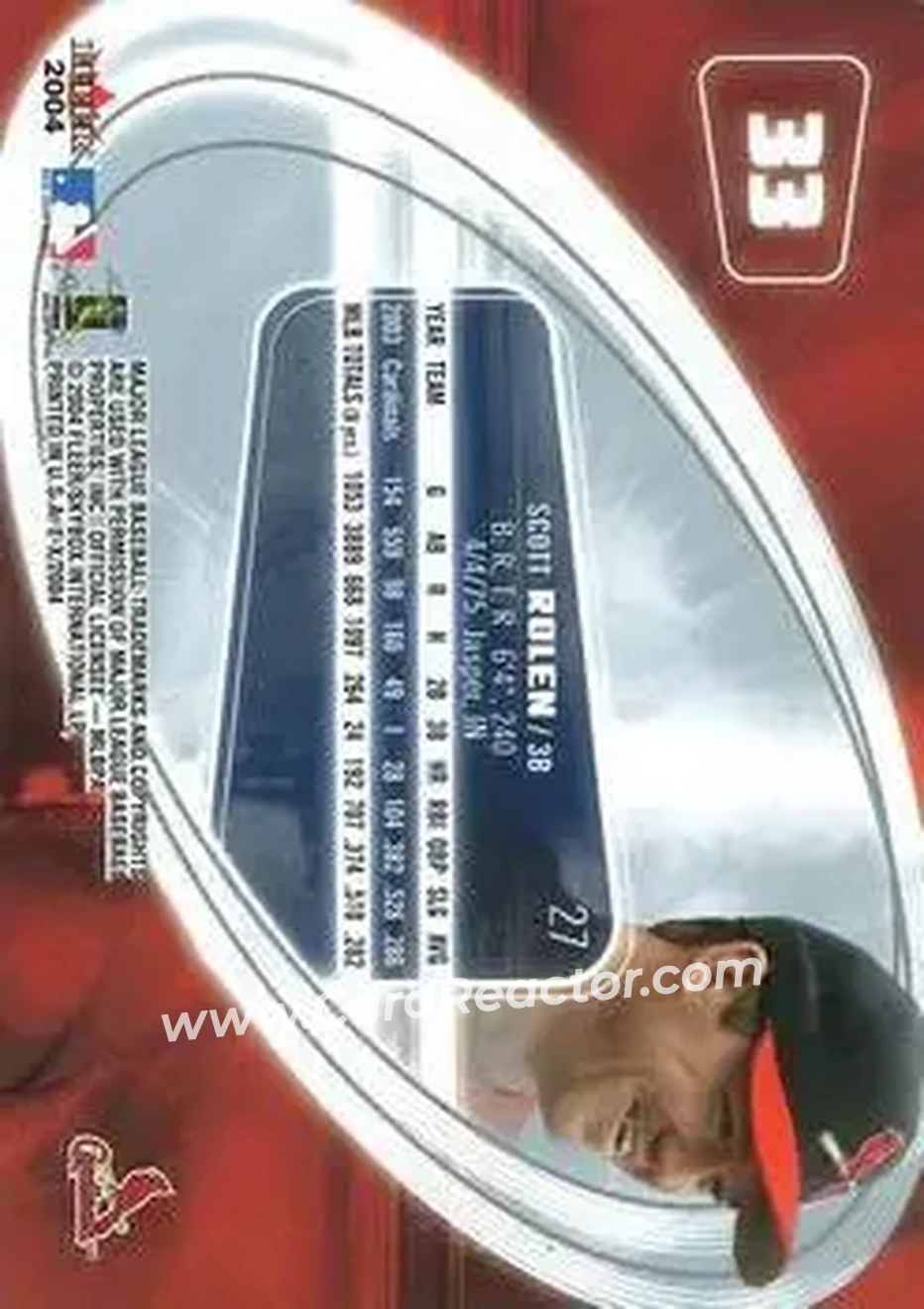 2004 Fleer E-X #33 - Scott Rolen - St. Louis Cardinals - Back