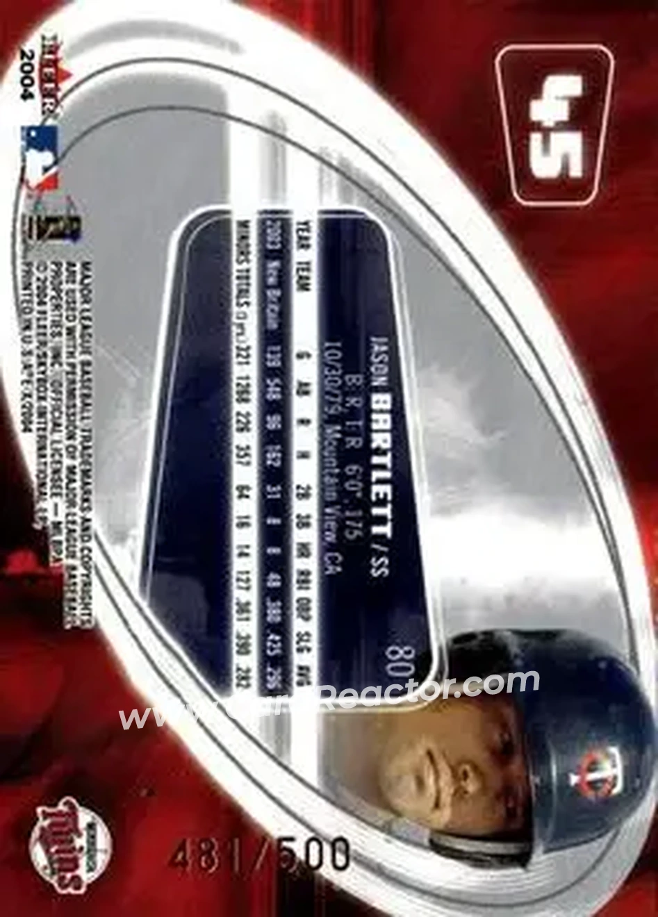 2004 Fleer E-X #45 - Jason Bartlett - Minnesota Twins - Back
