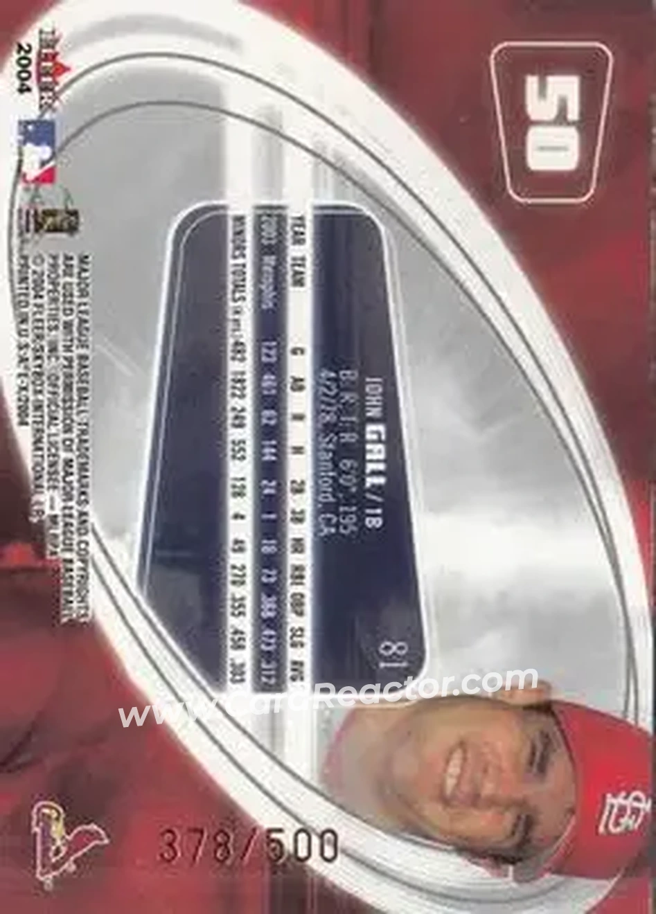 2004 Fleer E-X #50 - John Gall - St. Louis Cardinals - Back
