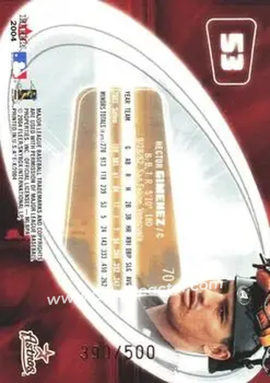 2004 Fleer E-X #53 - Hector Gimenez - Houston Astros - Back