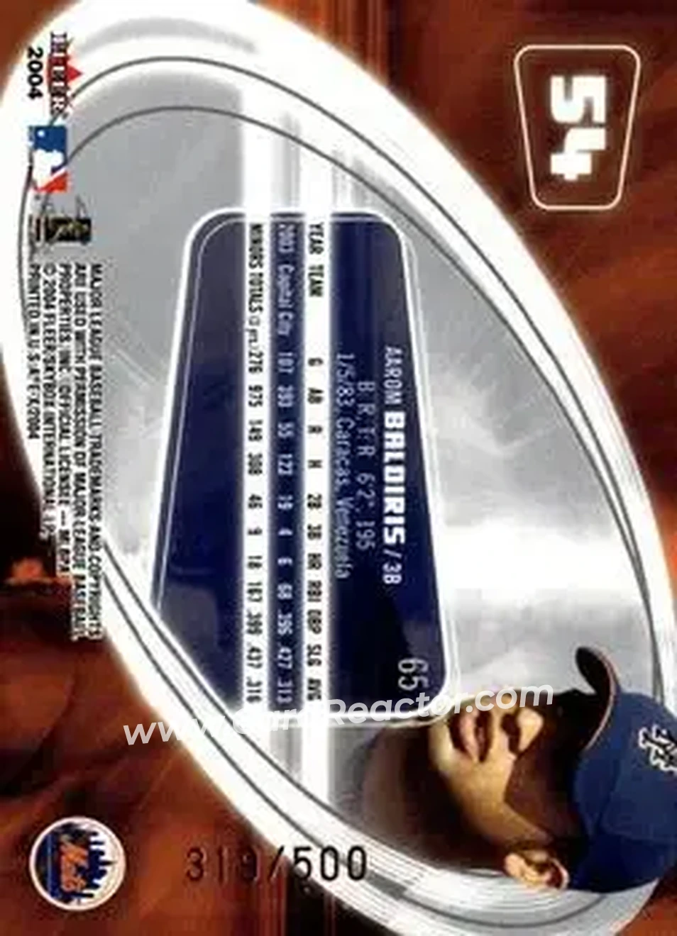 2004 Fleer E-X #54 - Aarom Baldiris - New York Mets - Back
