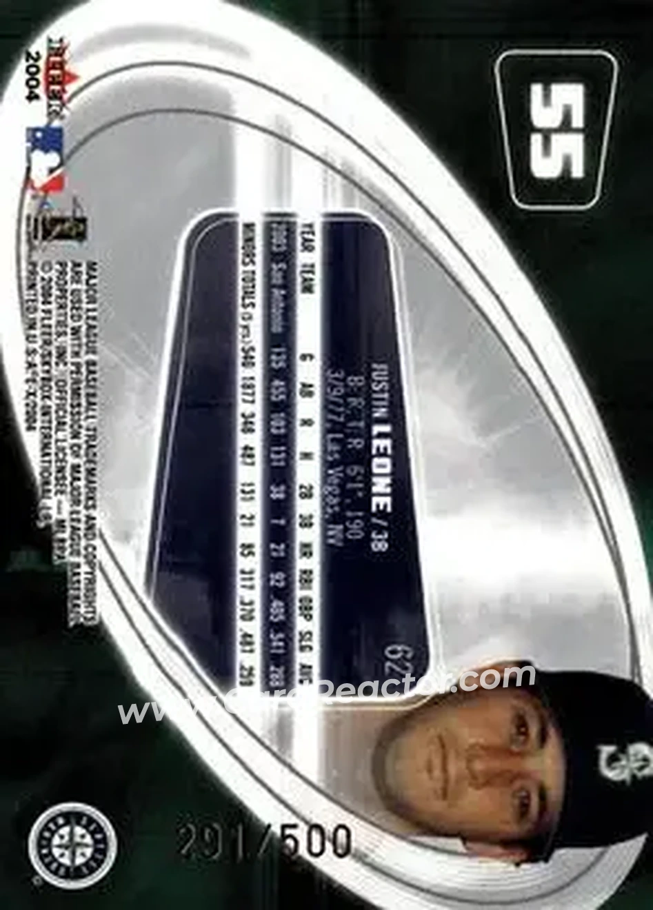 2004 Fleer E-X #55 - Justin Leone - Seattle Mariners - Back