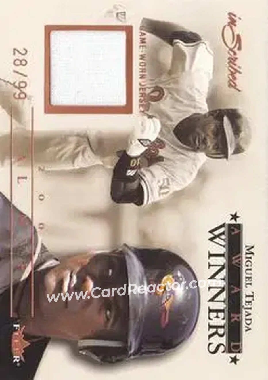 2004 Fleer InScribed - Award Winners Jersey Copper #AWJ-MT - Miguel Tejada - Baltimore Orioles - Front
