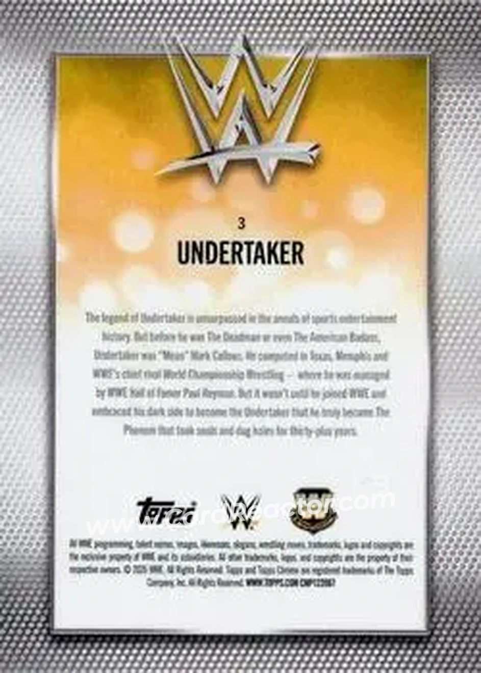 2026 Topps Chrome Sapphire Edition WWE #3 - The Undertaker - Back