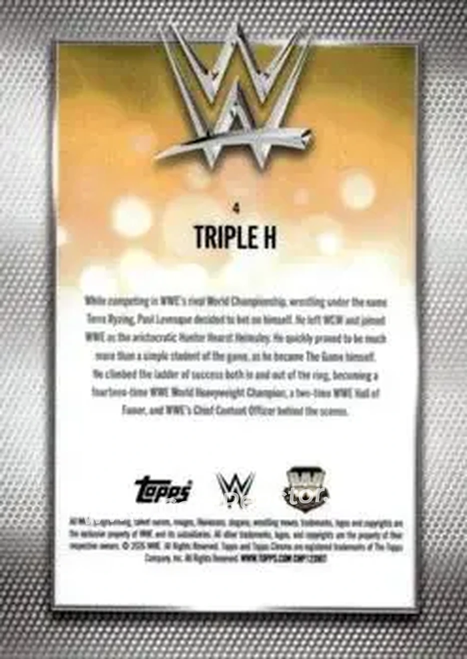 2026 Topps Chrome Sapphire Edition WWE #4 - Hunter Hearst Helmsley - Back