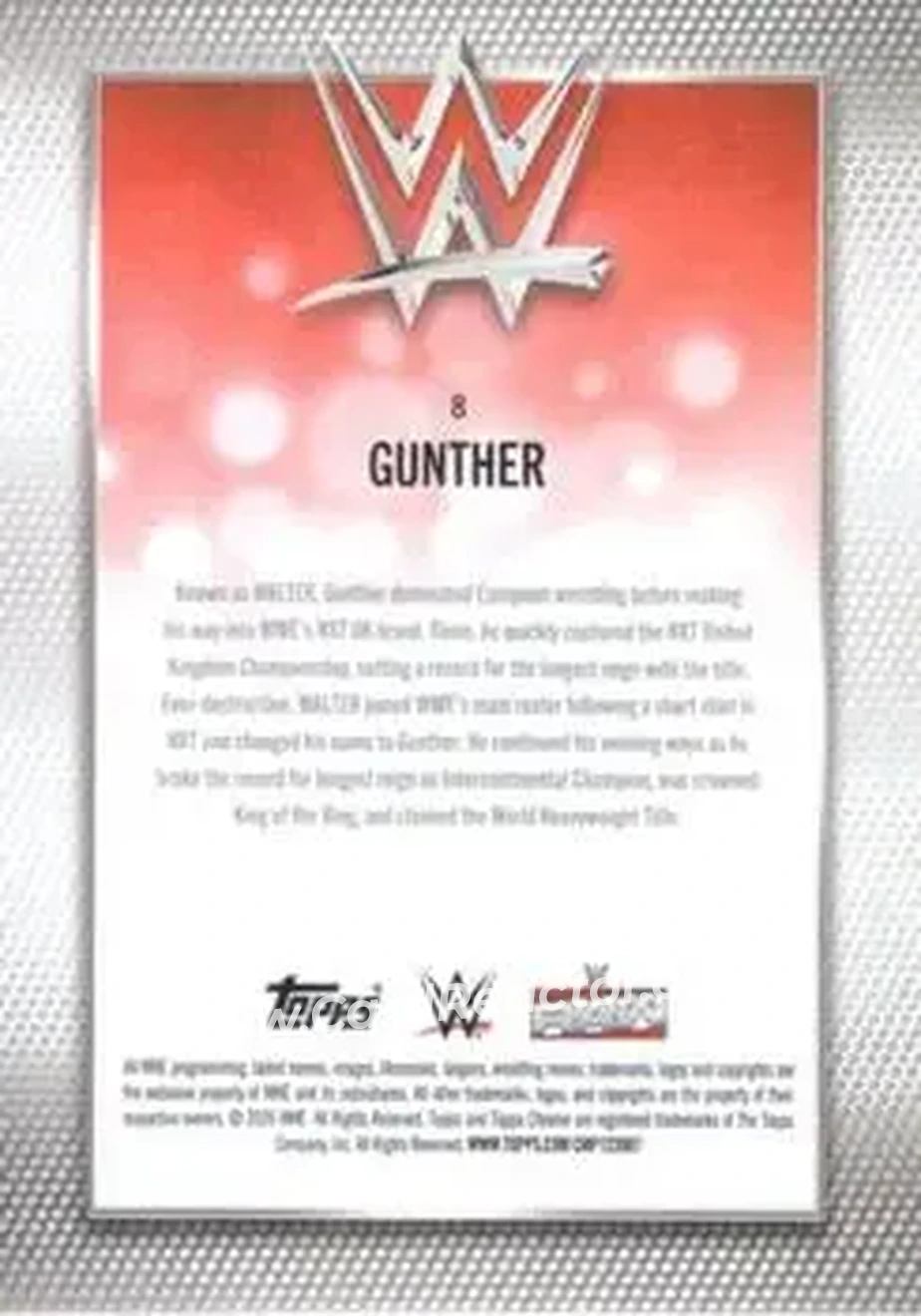 2026 Topps Chrome Sapphire Edition WWE #8 - Gunther - Back