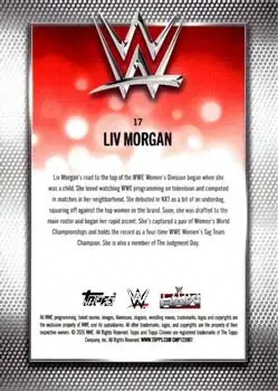 2026 Topps Chrome Sapphire Edition WWE #17 - Liv Morgan - Back 2026 Topps Chrome Sapphire Edition WWE #17 - Liv Morgan - Back