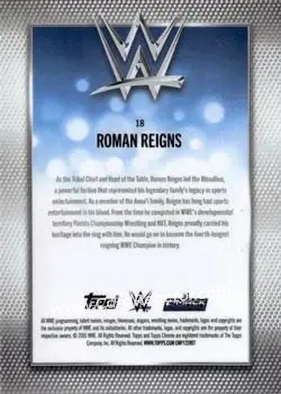 2026 Topps Chrome Sapphire Edition WWE #18 - Roman Reigns - Back 2026 Topps Chrome Sapphire Edition WWE #18 - Roman Reigns - Back