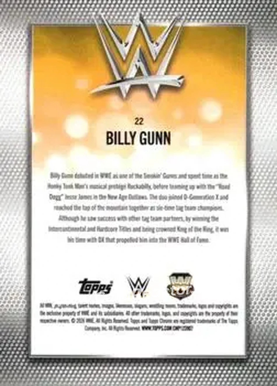 2026 Topps Chrome Sapphire Edition WWE #22 - Billy Gunn - Back
