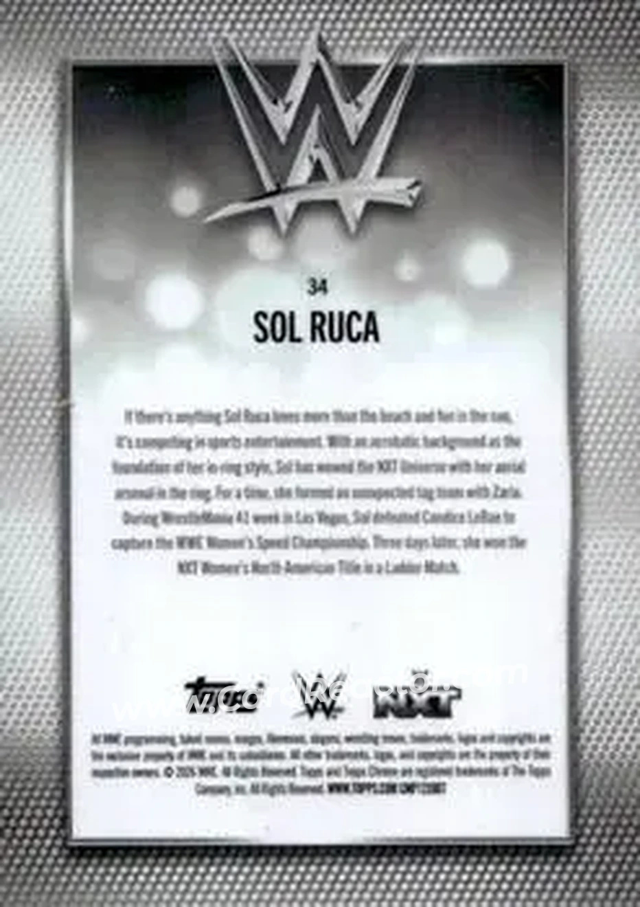 2026 Topps Chrome Sapphire Edition WWE #34 - Sol Ruca - Back 2026 Topps Chrome Sapphire Edition WWE #34 - Sol Ruca - Back