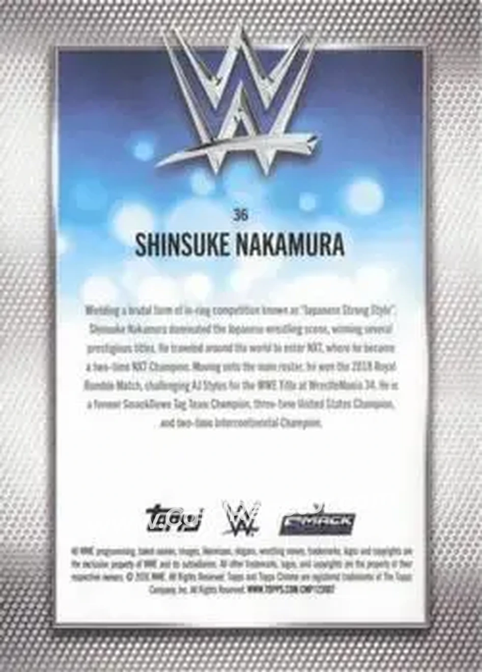 2026 Topps Chrome Sapphire Edition WWE #36 - Shinsuke Nakamura - Back