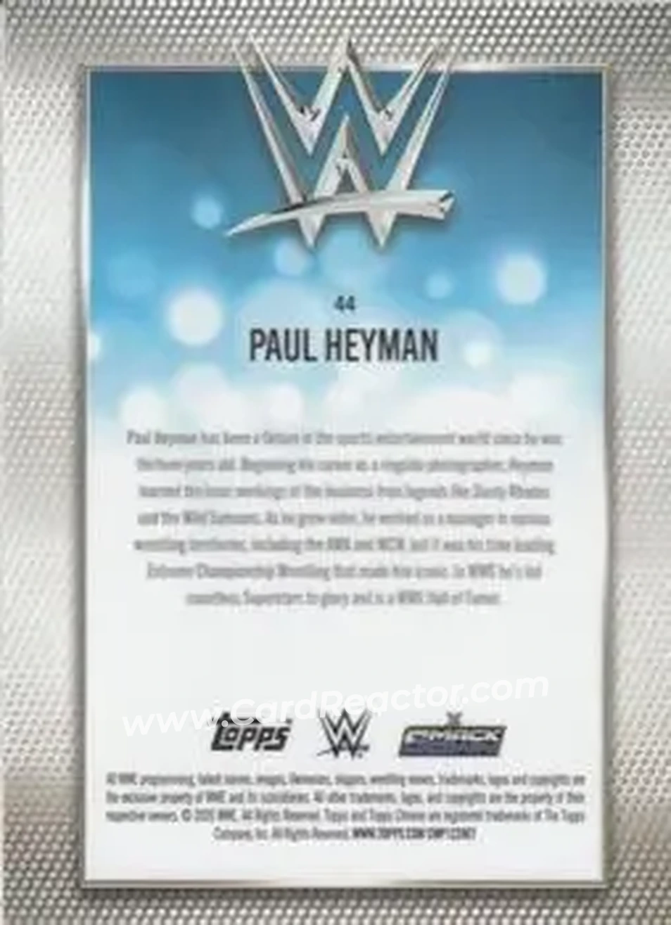 2026 Topps Chrome Sapphire Edition WWE #44 - Paul E. Dangerously - Back