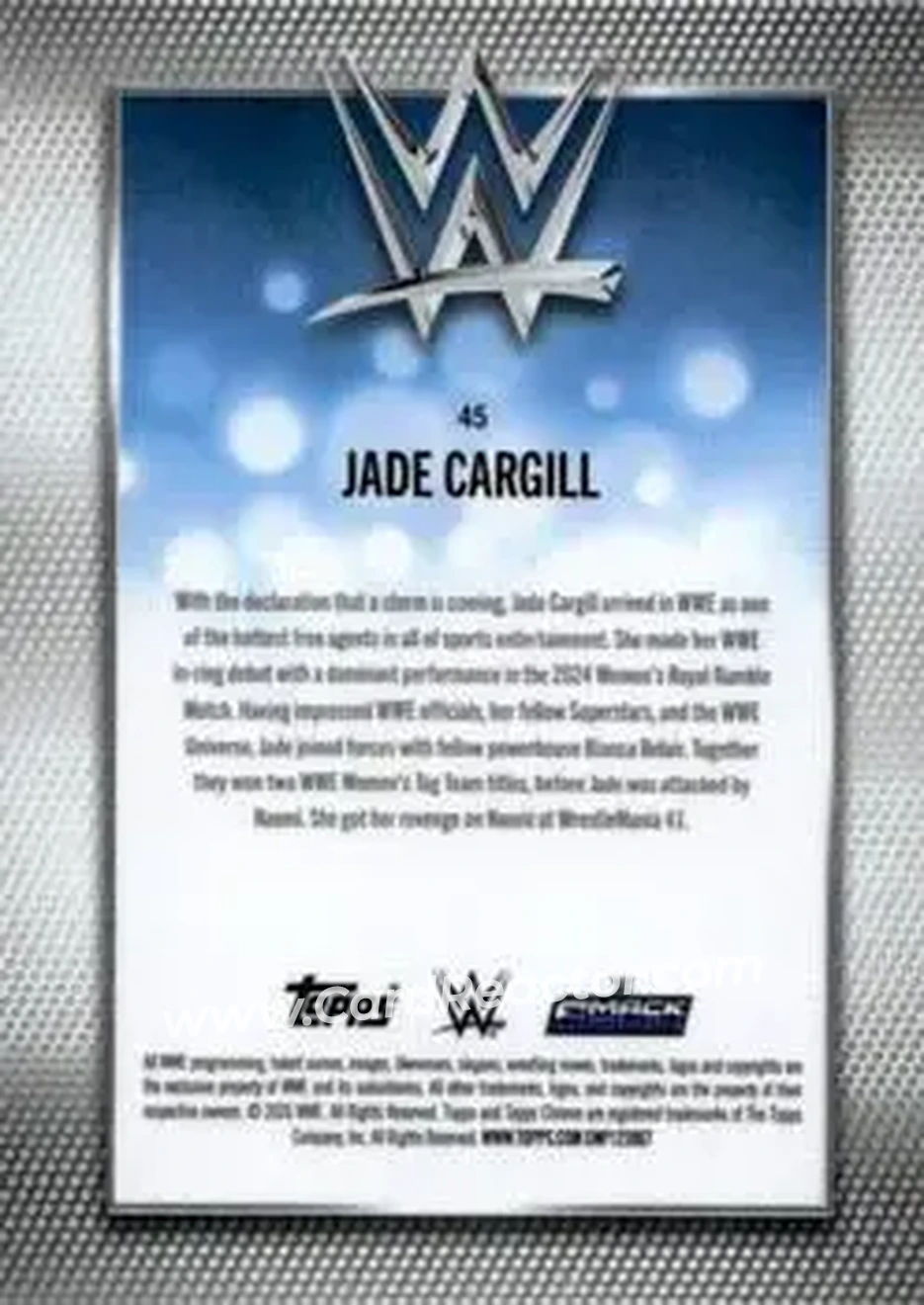 2026 Topps Chrome Sapphire Edition WWE #45 - Jade Cargill - Back 2026 Topps Chrome Sapphire Edition WWE #45 - Jade Cargill - Back