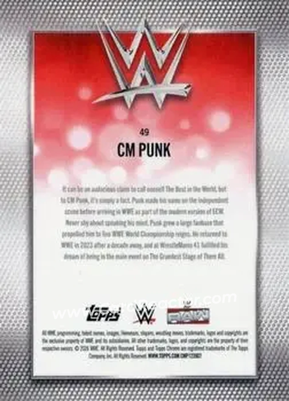 2026 Topps Chrome Sapphire Edition WWE #49 - CM Punk - Back