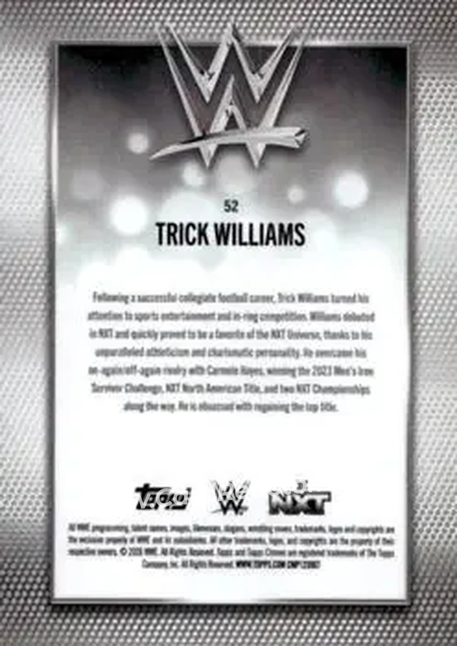 2026 Topps Chrome Sapphire Edition WWE #52 - Trick Williams - Back