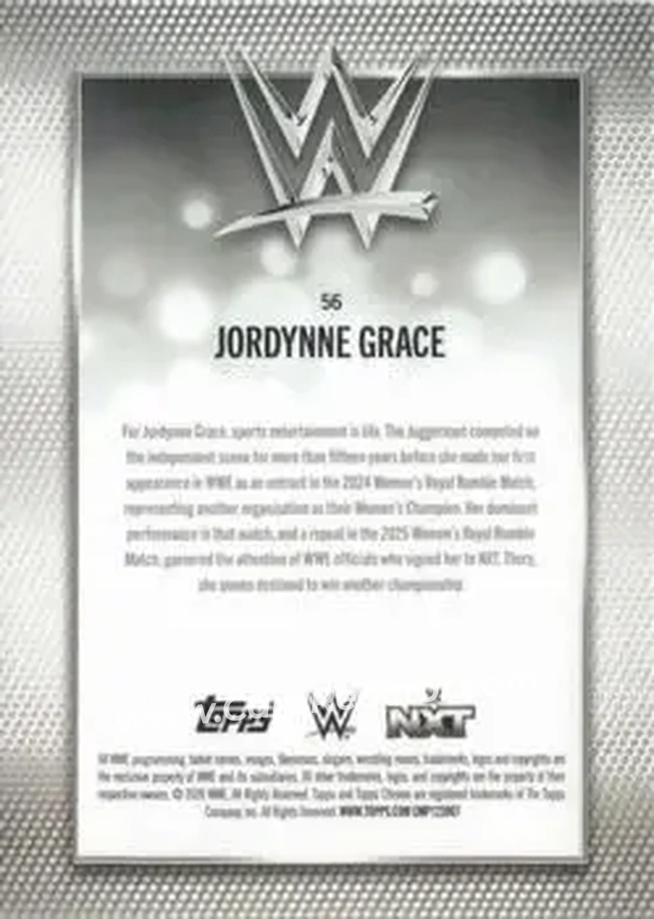 2026 Topps Chrome Sapphire Edition WWE #56 - Jordynne Grace - Back
