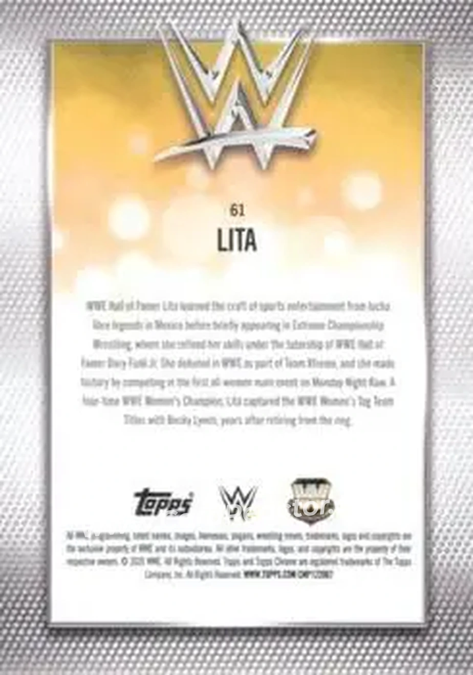 2026 Topps Chrome Sapphire Edition WWE #61 - Lita - Back 2026 Topps Chrome Sapphire Edition WWE #61 - Lita - Back