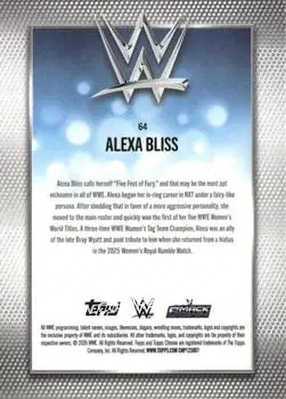2026 Topps Chrome Sapphire Edition WWE #64 - Alexa Bliss - Back 2026 Topps Chrome Sapphire Edition WWE #64 - Alexa Bliss - Back