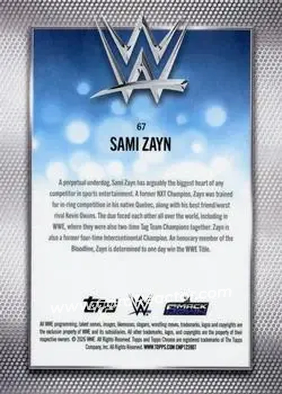 2026 Topps Chrome Sapphire Edition WWE #67 - Sami Zayn - Back 2026 Topps Chrome Sapphire Edition WWE #67 - Sami Zayn - Back