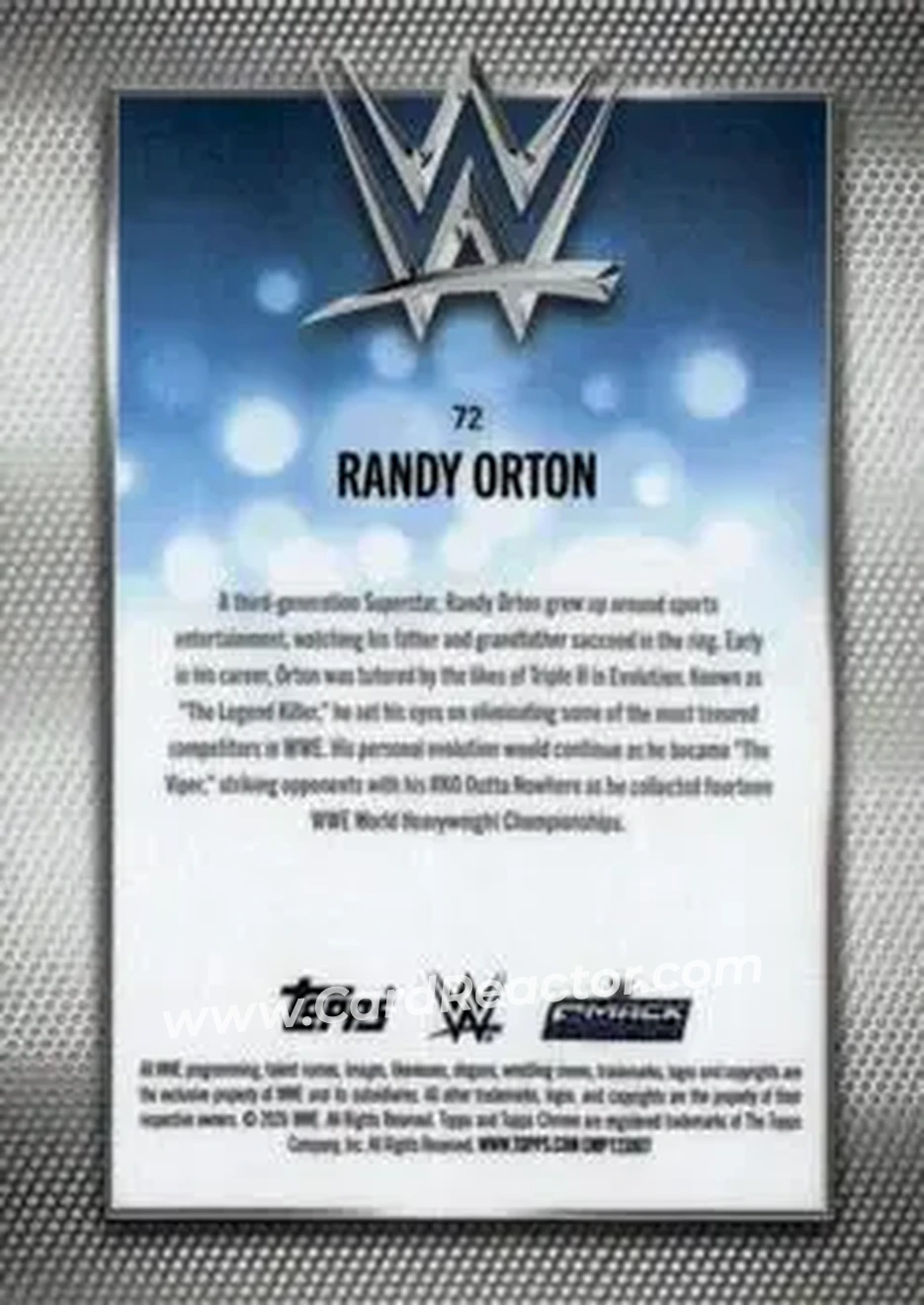 2026 Topps Chrome Sapphire Edition WWE #72 - Randy Orton - Back