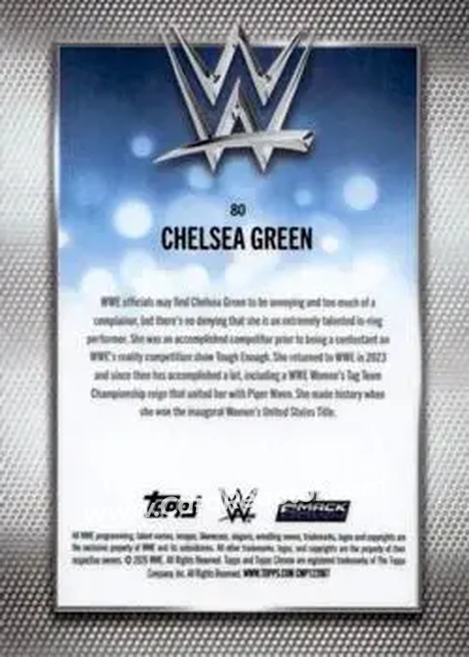 2026 Topps Chrome Sapphire Edition WWE #80 - Chelsea Green - Back 2026 Topps Chrome Sapphire Edition WWE #80 - Chelsea Green - Back