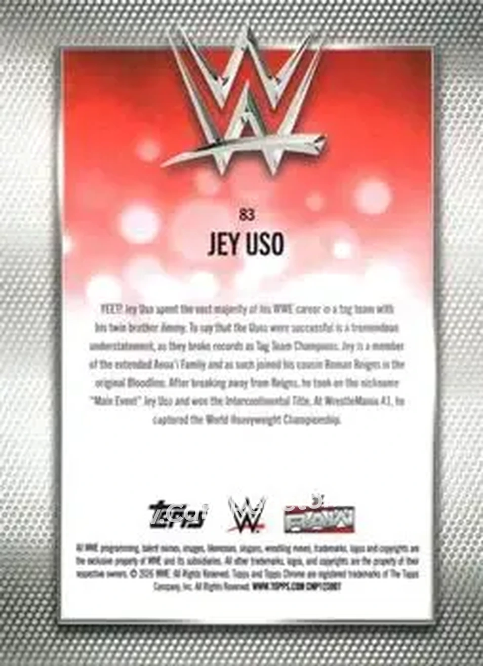 2026 Topps Chrome Sapphire Edition WWE #83 - Jey Uso - Back