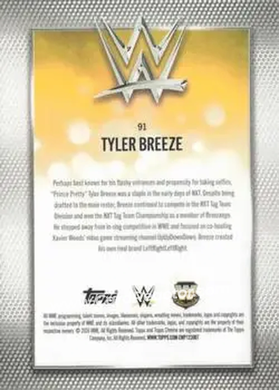 2026 Topps Chrome Sapphire Edition WWE #91 - Tyler Breeze - Back
