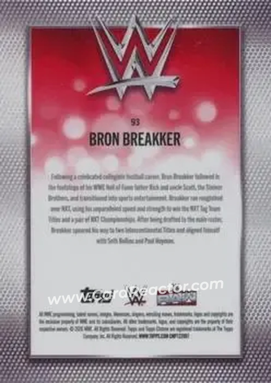 2026 Topps Chrome Sapphire Edition WWE #93 - Bron Breakker - Back