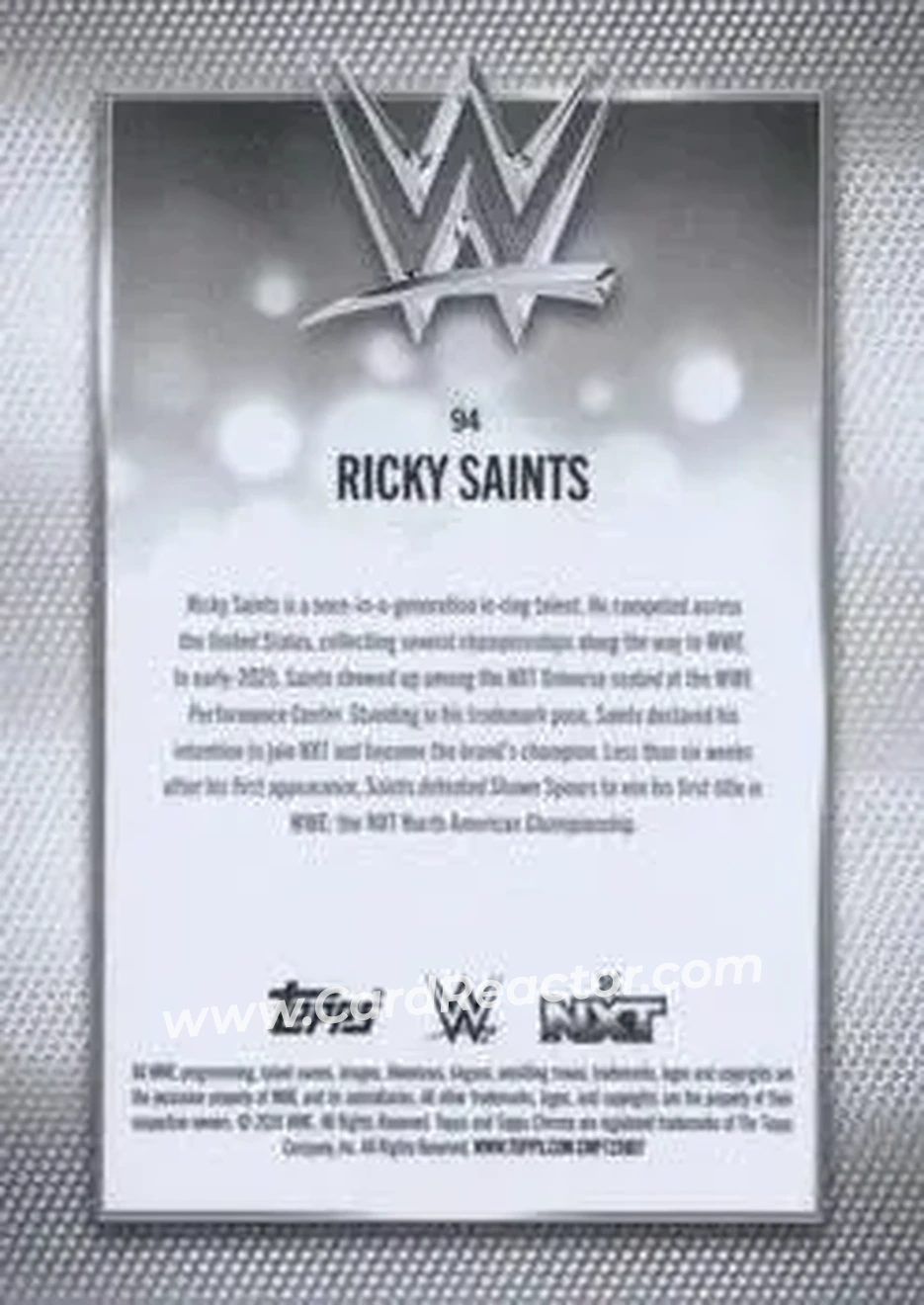 2026 Topps Chrome Sapphire Edition WWE #94 - Ricky Saints - Back 2026 Topps Chrome Sapphire Edition WWE #94 - Ricky Saints - Back