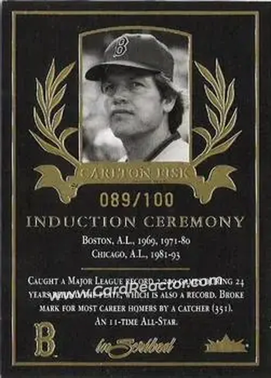2004 Fleer InScribed - Induction Ceremony #1IC - Carlton Fisk - Boston Red Sox - Front