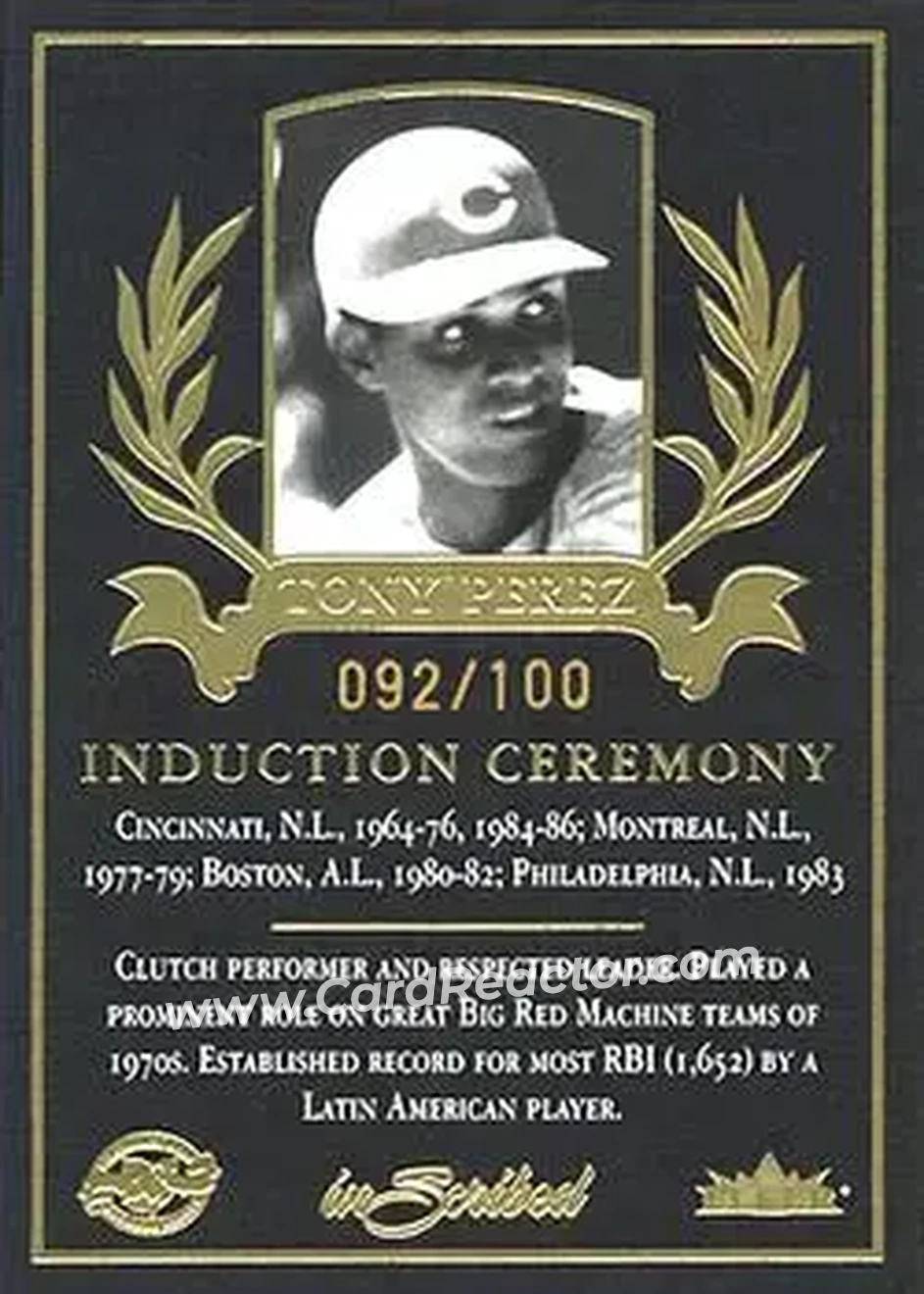 2004 Fleer InScribed - Induction Ceremony #2IC - Tony Pérez - Cincinnati Reds - Front 2004 Fleer InScribed - Induction Ceremony #2IC - Tony Pérez - Cincinnati Reds - Front