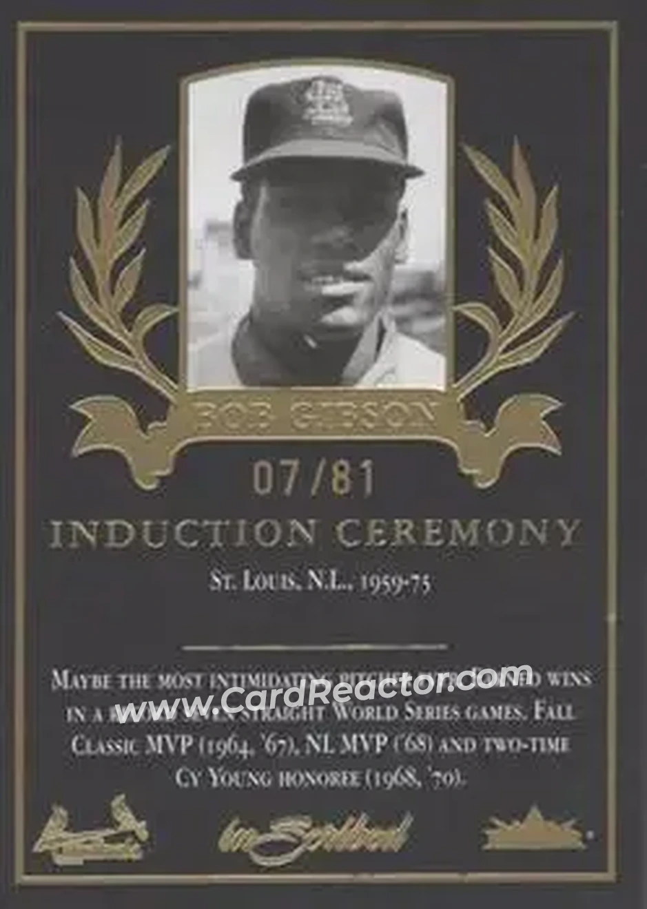 2004 Fleer InScribed - Induction Ceremony #17IC - Bob Gibson - St. Louis Cardinals - Front