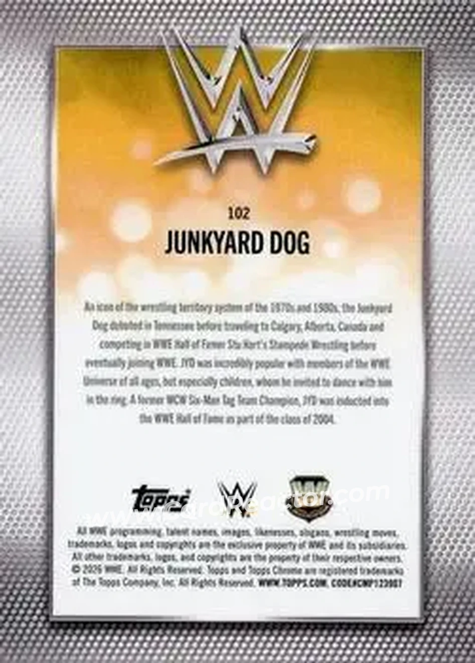 2026 Topps Chrome Sapphire Edition WWE #102 - The Junkyard Dog - Back